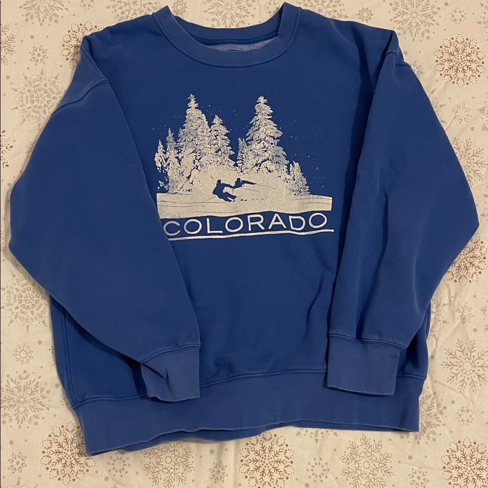 American Eagle Outfitters Blue Colorado Crewneck Sweatshirt